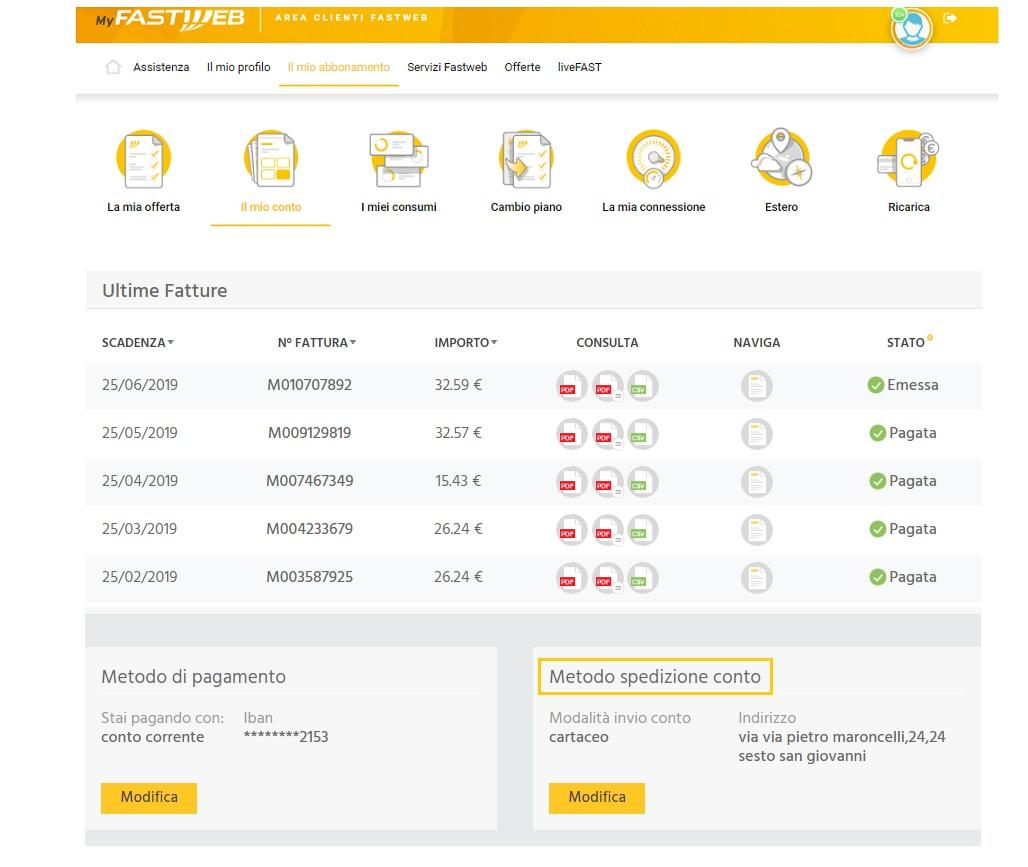 scarica fastweb fatture da